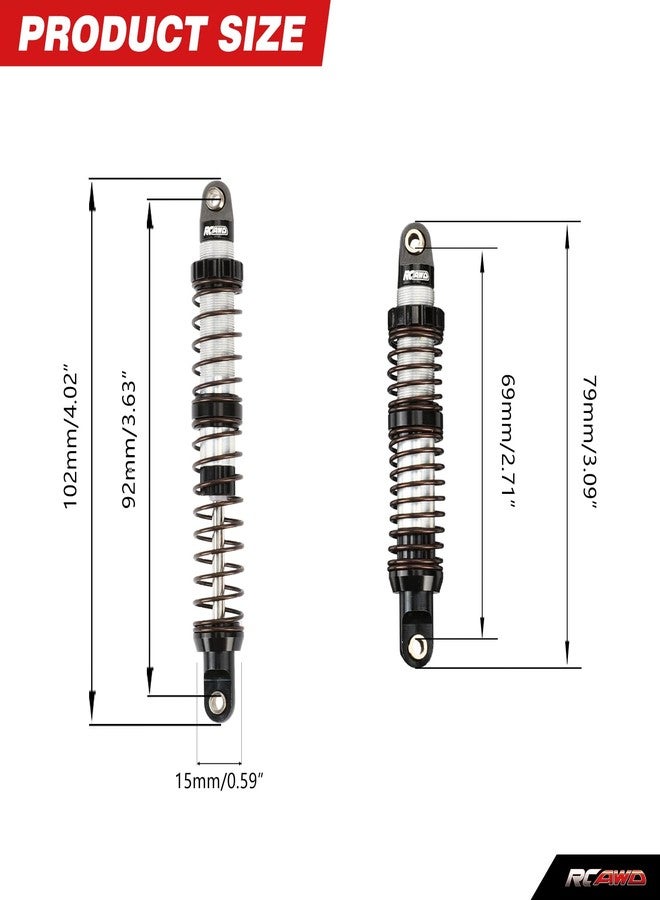 RCAWD 7075 100mm Shock Absorbers Universal for 1/10 RC Crawler Upgrades, for SCX10 I II III Pro 90046 AXI231017 TRX4 TRX6 Redcat D90 MST RC Shocks Dampers with Spring Black - Image 4